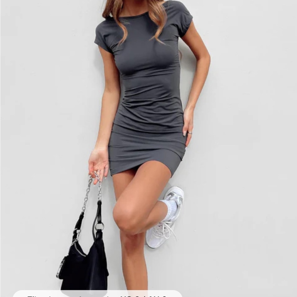 Princess Polly Gray Ruched Bodycon Mini Dress